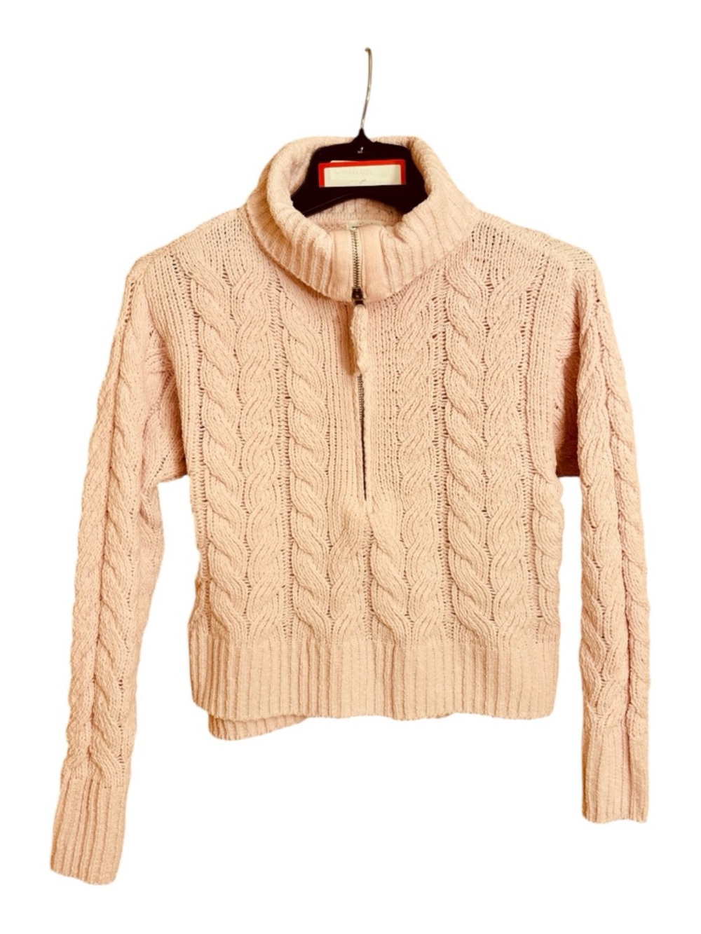 Hippie Rose Juniors' Chenille Cable-Knit Half-Zip Sweater Ballet Slipper size XS